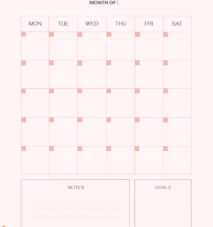 Monthly Sadaqah  Planner