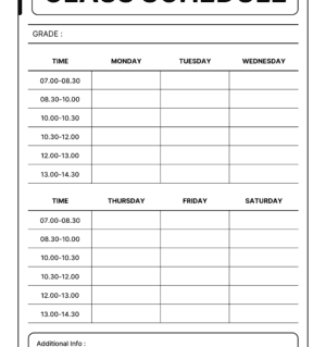 Class Time Schedule