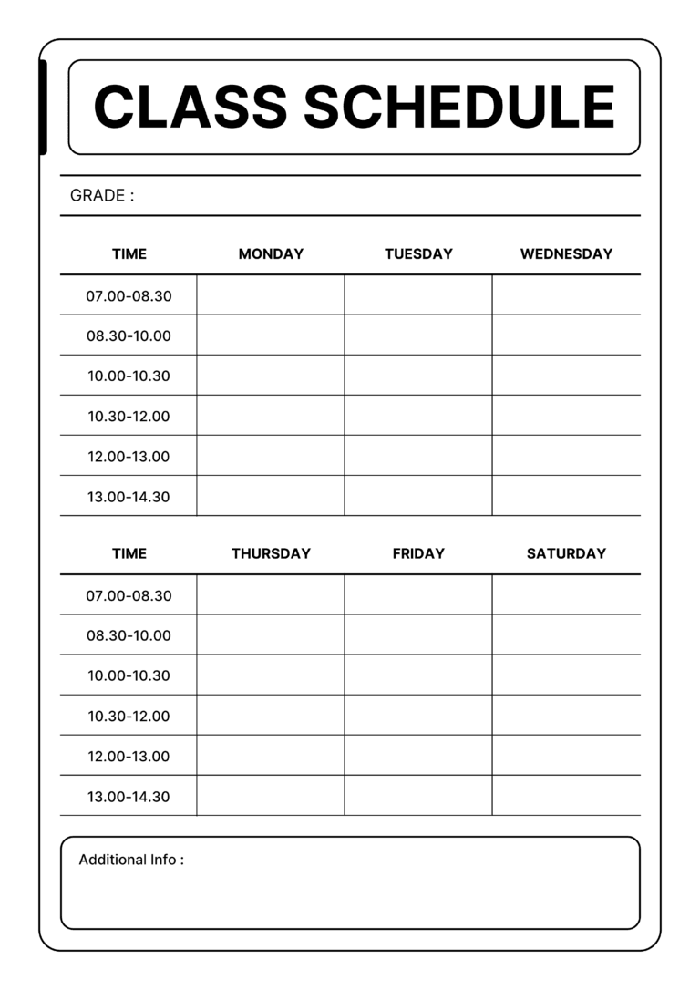 Class Time Schedule